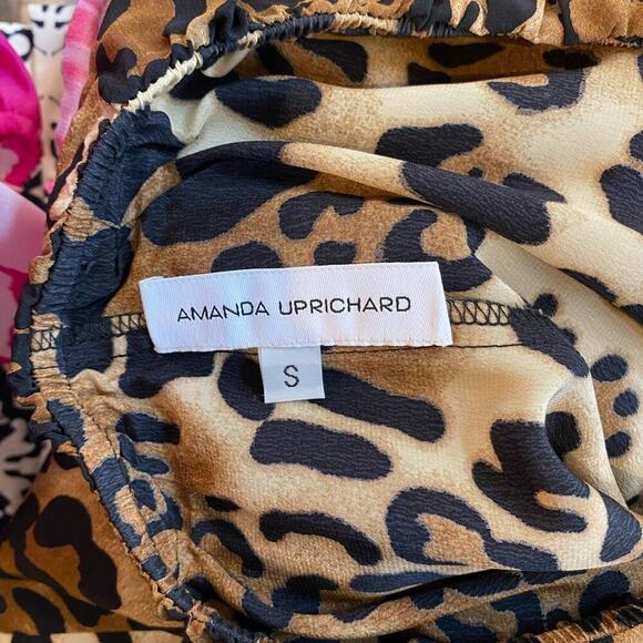 Amanda Uprichard Strapless Leopard Cheetah Print Ruffle Silk Mini Dress - Picture 3 of 5